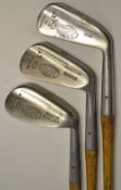 3x Nicoll Leven Precison flanged sole lady's irons - each stamped H Crapper Harrogate G.C to include