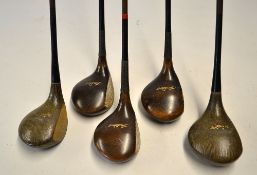 2x Spalding Henry Cotton signature woods with early coated steel shafts - with the original
