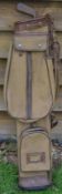 A Patrick Leven heavy blade putter and a very good canvas and a very good leather oval golf bag