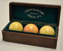 Rare set of 3x oversize ivory billiard balls c. 1880's - approx. 2 3/8
