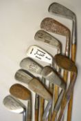 11x assorted irons to incl Gibson Fairlie's anti-shank niblick, A H Scott POWF autograph sand