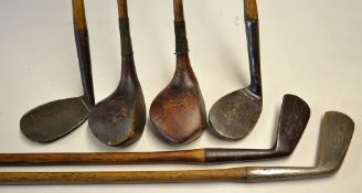 Collection of various junior golf clubs to include 2x brassies one stamped 