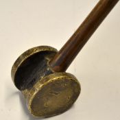 Garner Patent replica billiard triple face brass headed putter - comprising 2x circular brass