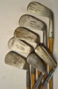 7x Assorted mashies by various makers including an Alex Patrick Edinburgh deep mashie, a Tom