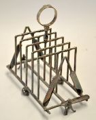 Fine and ornate Vic. cricket silver plated toast stand - comprising 2x pairs of bats at either