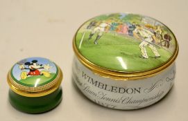 Tennis - 2x Halcyon Days Enamel boxes to incl one celebrating Wimbledon 