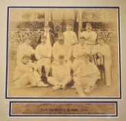 WG Grace cricket team photograph - original 1890 Lord Sheffield Eleven team sepia photograph - c/w