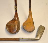 D & W Auchterlonie St Andrews socket head baffie with full brass sole plate, J. Cuthbert Rye blond