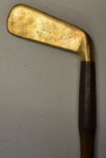 Geo G Bussey Pat steel socket brass blade putter - fitted with replaced leather grip