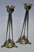 Elegant Golfing Candlestick Holders a triple longnose club shape with square mesh golf ball holder