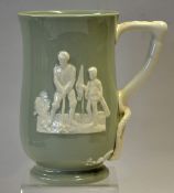 Large Golfing Spode Fortuna cup with golfers and caddies in relief, some marks present, 7