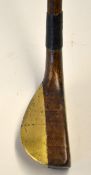 Brews Patent beech wood and brass mallet head putter with beech wood and brass rear back weight