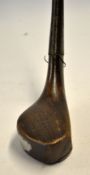 Scarce T Yeoman late longnose deep face driving putter circa 1890 - dark stained beech wood head c/w