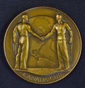 1956 Bobby Locke Canada Cup Bronze Medal entitled 'International Golf Trophy Team Member Presented