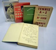William T Tilden signed tennis book and others - to include signed 