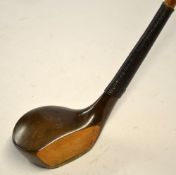 Fine Tom Auchterlonie St Andrews scare head brassie c/w full brass sole plate, and makers shaft