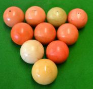1942 10x various ivory billiard balls c. 1880's - comprising 2x white, 1x white with black spot,