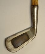 George Nicoll Leven Patent leather faced insert cleek with short hosel and a very thick top line