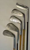 5x assorted J Murray Pitlochry irons and putter - comprising 3x hickory irons incl 2x mid irons