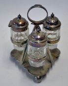 Fine and decorative Vic cricket silver plated cruet - comprising 3 cricket bats, 4x cricket belt