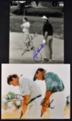 Seve Ballesteros and Jose Maria Olazabal Signed Golf photograph depicting a bunker shot both