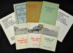 8x Kent golf club handbooks from 1930s onwards by Robert H.K Browning, Tom Scott and others to