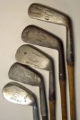 5x Various irons to include T W Jones Great Orme G.C jigger, Gibson Star deep faced mashie L