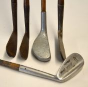 Standard Golf Company Braid Mills alloy mallet head putter together with 4 irons including A Patrick