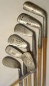 7x various irons mostly mashie, mashie niblicks and niblick together with a Sammy cleek with