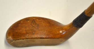 Fine Forgan St Andrews MaXmo light stained persimmon mallet head putter with heel and toe brass sole