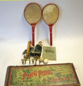 J. Jaques & Son Ping Pong or Gossima table tennis set c/w original rule book - comprising pair of 