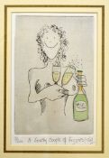 2x Naughty Tennis cartoons signed ltd ed prints by Tim - titled 
