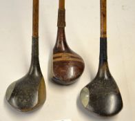 3x various socket head woods to include a Rangefinder left hand striped top socket head driver