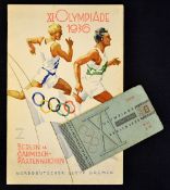 Scarce 1936 Berlin Olympic Games competitors pass/ticket c/w hand written competitors details on the