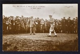 HRH The Prince of Wales St Andrews golfing postcard c. 1925 titled 