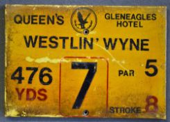Gleneagles Hotel 'Queens' Golf Course Tee Plaque Hole 7 'Westlin' Wyne' produced in a heavy duty