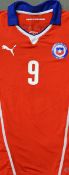 2014/15 Mauricio Pinilla Chile match issue Football shirt a home strip, with Puma sponsors, national