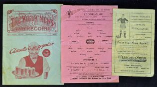1936/1937 Aston Villa Reserves v Sheffield United Reserves Football programme 1945/46 Chester v