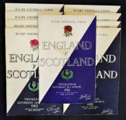 Complete run of England v Scotland rugby programmes (H) from 1953 to 2001 - kept in a lever arch