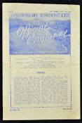 1950/1951 Shrewsbury Town v Accrington Stanley Football programme 7 October, (has edge tears, slight