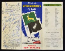 Rare 1956 South Africa Springbok rugby tour to New Zealand signed tour itinerary, titled 