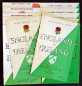 Complete run of England v Ireland rugby programmes (H) from 1954 to 2000 - kept in a lever arch file