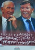 Manchester United Sir Alex Ferguson & Sir Matt Busby 'Dynasty' colour print limited edition 67/500