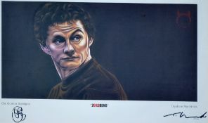 Signed Ole Gunnar Solskjaer colour print entitled '20 Legend' signed by player and artist Trystram