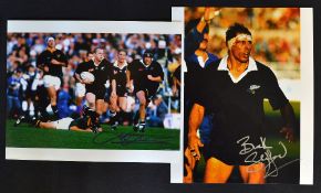 2x New Zealand Rugby legends signed photographs to incl Wayne 