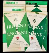 Complete run of Ireland v England rugby programmes (H) from 1955 to 2001 - some slight pocket wear