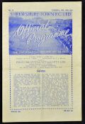 1950/1951 Shrewsbury Town v Chester Football programme 26 December (slight crease, small edge
