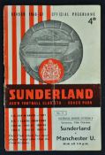 Signed 1956/57 Sunderland v Manchester United at Roker Park Football programme autographed by the