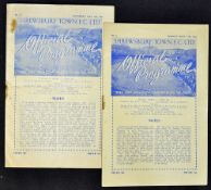 1950/1951 Shrewsbury Town v Rochdale Football programme homes 11 September and v Oldham Athletic 4
