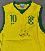 Neymar Signed Brazil Football vest in yellow signed to the front with no 10, size XL